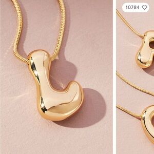 Anthropologie Gold Bubble L Monogram Necklace NWT